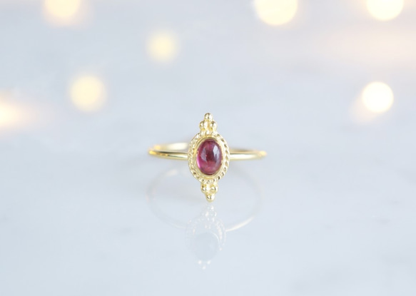 【Gold Vermeil/Gemstone】 Open Ring -Pink Tourmaline-,Phalange 2枚目の画像