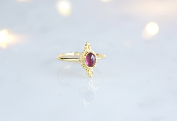 【Gold Vermeil/Gemstone】 Open Ring -Pink Tourmaline-,Phalange 3枚目の画像