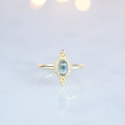 【Gold Vermeil/Gemstone】 Open Ring -Blue Topaz-,Phalange Ring 2枚目の画像