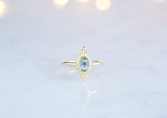 【Gold Vermeil/Gemstone】 Open Ring -Blue Topaz-,Phalange Ring 2枚目の画像