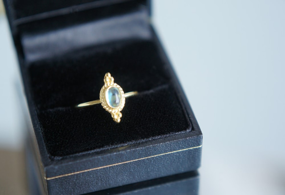 【Gold Vermeil/Gemstone】 Open Ring -Blue Topaz-,Phalange Ring 3枚目の画像