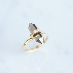 【Gold Vermeil/Gemstone】 Stuck Ring -Smoky Quartz- 3枚目の画像