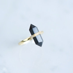 【Gold Vermeil/Gemstone】Stacking Ring -Black Onyx- 2枚目の画像