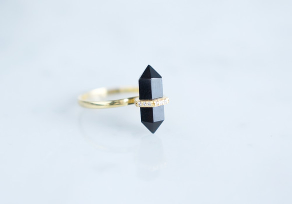 【Gold Vermeil/Gemstone】Stacking Ring -Black Onyx- 3枚目の画像