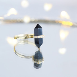 【Gold Vermeil/Gemstone】Stacking Ring -Black Onyx- 1枚目の画像