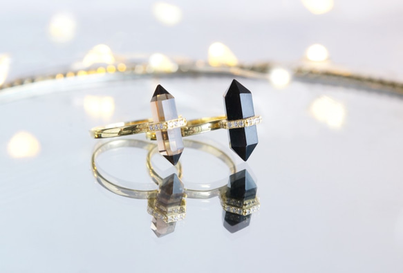 【Gold Vermeil/Gemstone】Stacking Ring -Black Onyx- 5枚目の画像