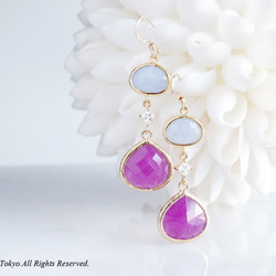 【Procida】14KGF Earrings(Purple x Powder Blue) 2枚目の画像