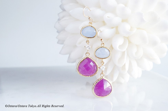 【Procida】14KGF Earrings(Purple x Powder Blue) 2枚目の画像