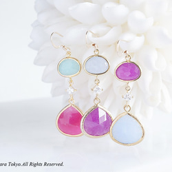 【Procida】14KGF Earrings(Purple x Powder Blue) 3枚目の画像