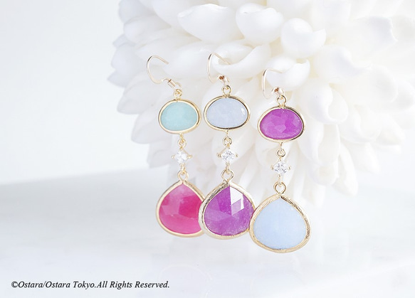 【Procida】14KGF Earrings(Purple x Powder Blue) 3枚目の画像