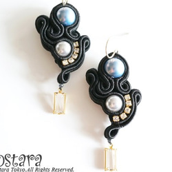 "D.N.A"14KGF Earrings-006/Black 2枚目の画像