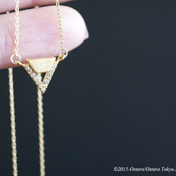 【14KGF】Necklace Mat Gold ,CZ Triangle 3枚目の画像