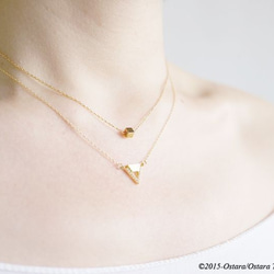 【14KGF】Necklace Mat Gold ,CZ Triangle 4枚目の画像