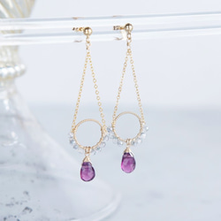 【14KGF】Rhodorite Garnet Earrings-B- 2枚目の画像