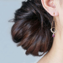 【14KGF】Rhodorite Garnet Earrings-B- 4枚目の画像