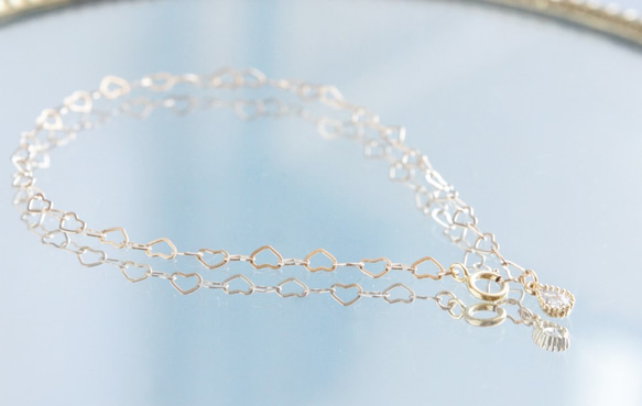 【Minimalism】14KGF Heart Chain Anklet[20cm-26cm] 3枚目の画像