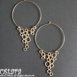 【14KGF】Hoop Earrings,16KGP Mat Gold "Bubble Drop" 1枚目の画像