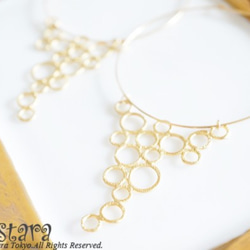 【14KGF】Hoop Earrings,16KGP Mat Gold "Bubble Drop" 第3張的照片