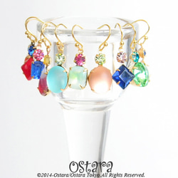 Rock Candy Earrings/Green Opal&Opaque Rose Pink 5枚目の画像