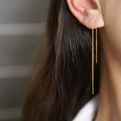 【K18YG】Double Bar Ear Thread Earrings 7枚目の画像