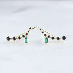 【Sterling silver 925】Black CZ Ear Climber 1枚目の画像