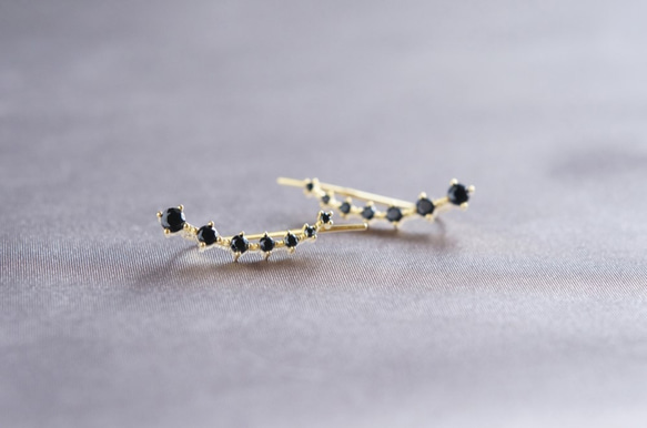 【Sterling silver 925】Black CZ Ear Climber 3枚目の画像