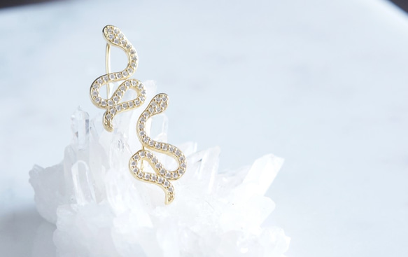 【Sterling silver 925】CZ Snake Ear Climber 1枚目の画像