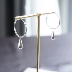 【Sterling silver 925】 Teardrop Hoop Dangling Earrings 1枚目の画像