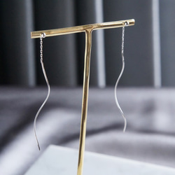 【Sterling silver 925】 Dangling Ear Thread Earrings 4枚目の画像