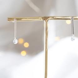 【Sterling silver 925】 Long Bar CZ Stud Earrings 4枚目の画像