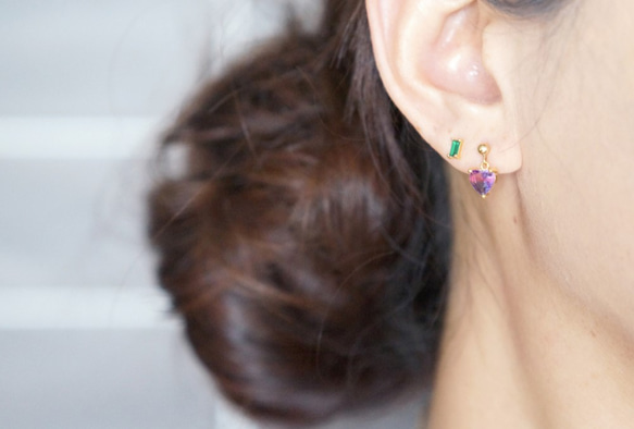 【14KGF】 Aurora Heart Stud Earrings 3枚目の画像