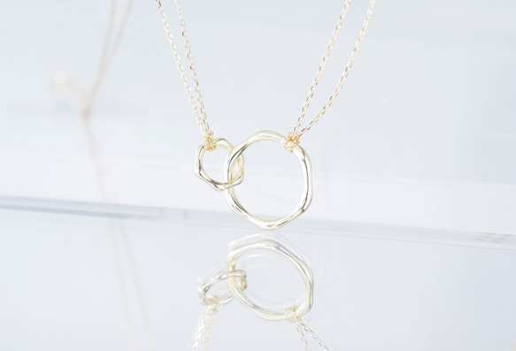 【Sterling silver 925】Double Ring Chain Necklace 3枚目の画像