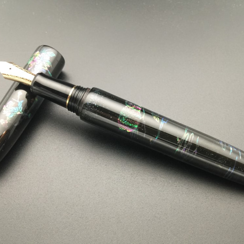 パイロット万年筆 カスタム743用漆軸【月下桜鴛鴦図】 螺鈿漆軸 ペン