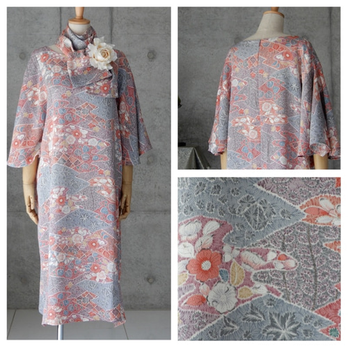 フレアー袖 ワンピース/辻が花/着物リメイク ワンピース COCORO