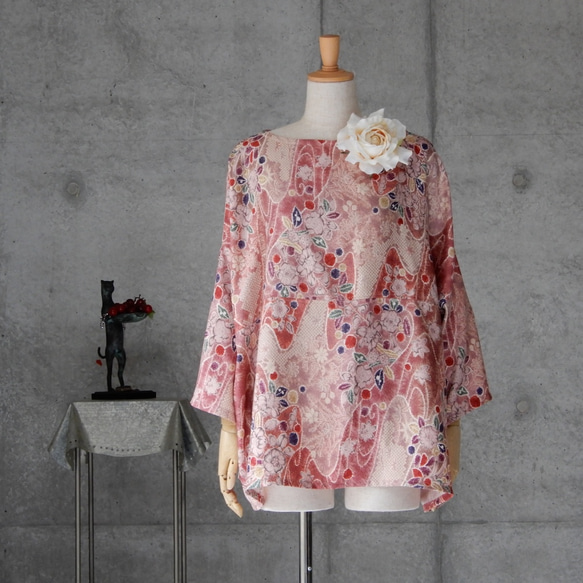 チュニック　辻ヶ花　正絹　着物リメイク　ハンドメイド 辻ヶ花のブラウス/着物リメイク チュニック COCORO 通販 7966278