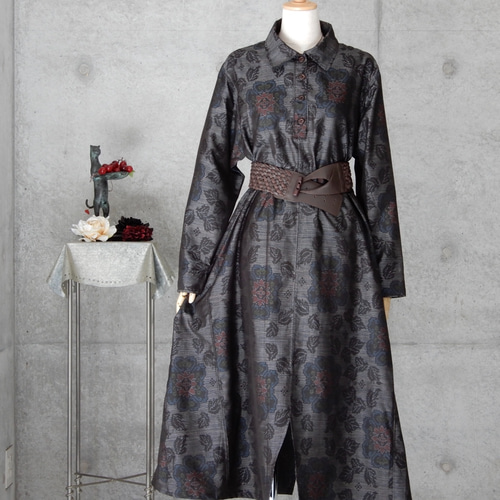 泥大島紬 Aラインワンピース /着物リメイク ワンピース COCORO 通販