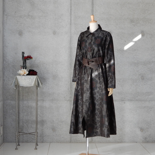 泥大島紬 Aラインワンピース /着物リメイク ワンピース COCORO 通販