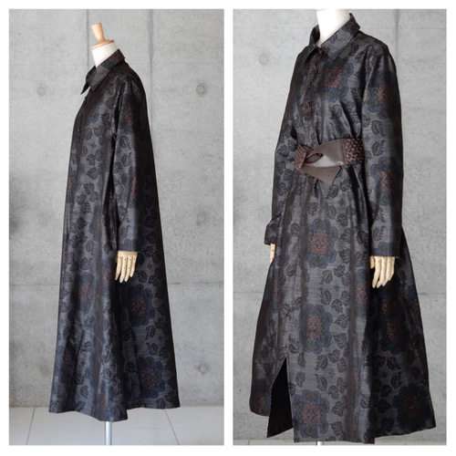 泥大島紬 Aラインワンピース /着物リメイク ワンピース COCORO 通販