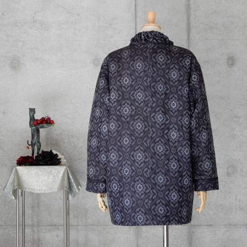 50%OFF 着物リメイク 大島紬のコート キルティング裏地付き コート