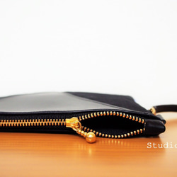 《再販》letterbag＊miniポシェット＊ショルダー＊帆布×レザーBK 4枚目の画像