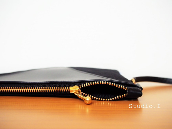 《再販》letterbag＊miniポシェット＊ショルダー＊帆布×レザーBK 4枚目の画像