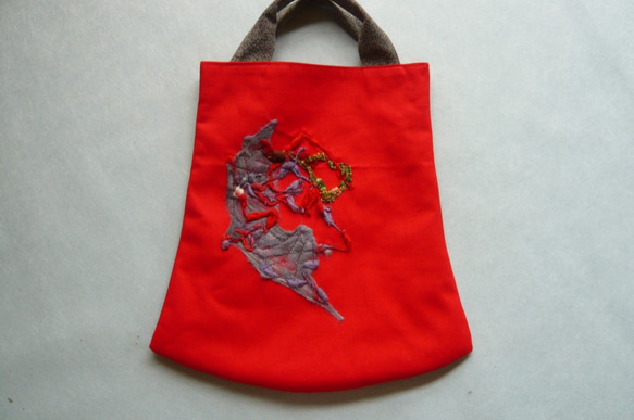 絹の手紡ぎ糸＆帆布オリジナルバッグ 1枚目の画像