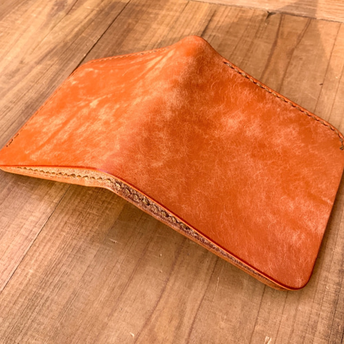 【 イタリアンレザー 】 ミニ財布 （ オレンジ）【ハンドメイド】 お札を折らない ミニ財布(オレンジ)【送料無料】イタリアン