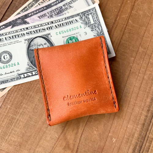 【 イタリアンレザー 】 ミニ財布 （ オレンジ）【ハンドメイド】 お札を折らない ミニ財布(オレンジ)【送料無料】イタリアン