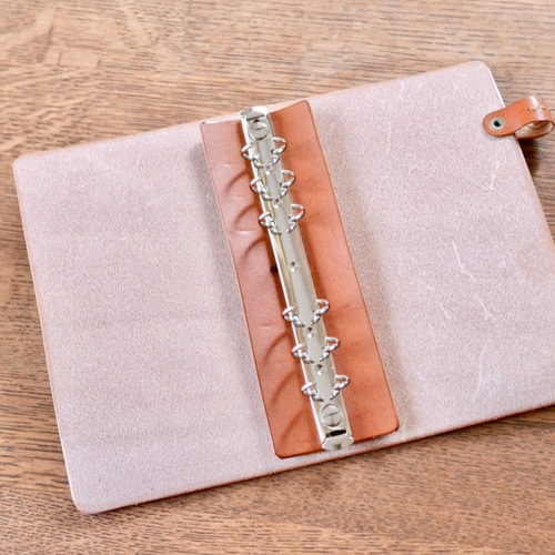 ご確認用 A5 ハートリボン バインダー 手帳カバー 牛革 ヌメ革