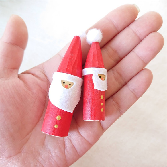 【サンタ。集合願います。】 クリスマス サンタクロース トムテ 木製 クリスマスオブジェ 北欧 サンタ オーナメント 3枚目の画像