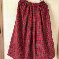 【現品限り】タータンチェックのロングギャザースカート 1枚目の画像