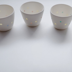 Abuku mini cup neko ネコ柄のカラフル釉薬が透ける蕎麦猪口サイズのカップ／キャンドルホルダー 2枚目の画像