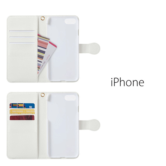 手帳型iPhoneケース Strawberry (white) 【受注生産】 5枚目の画像