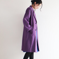 秋季【紫色】中厚柔軟棉麻寬鬆切斯特風外套☆ 第3張的照片